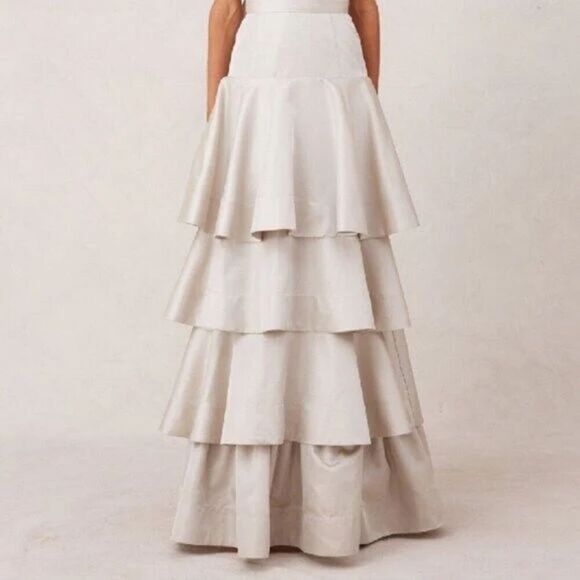 Keepsake Skirt Womens XS Silver Metallic Tiered Ruffle Maxi Formal Evening Party - Picture 3 of 10